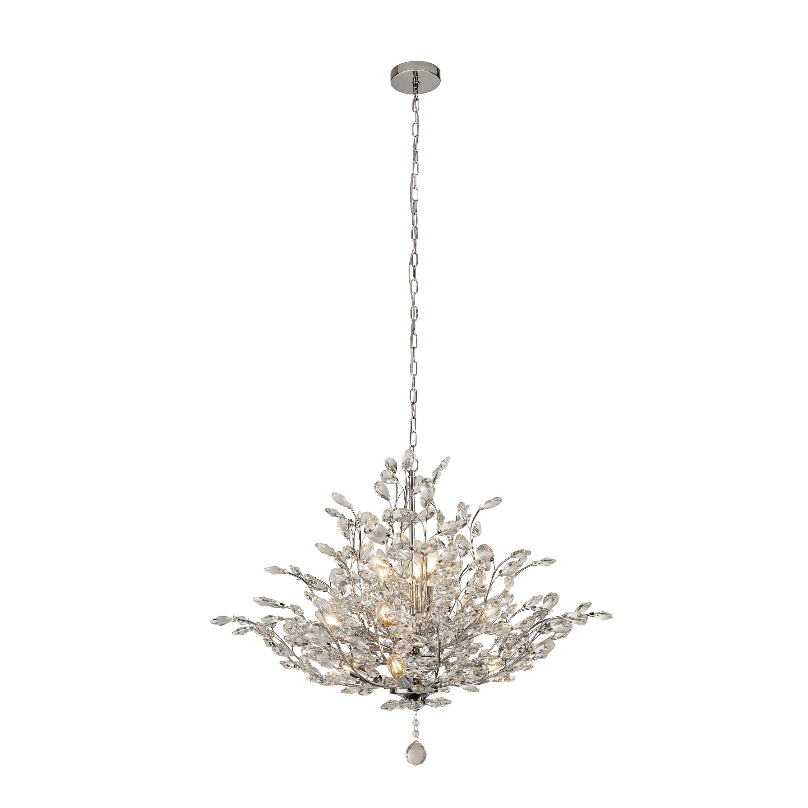 KRISTALL-HÄNGELEUCHTE 78/150 cm   - Chromfarben, Design, Glas/Metall (78/150cm)