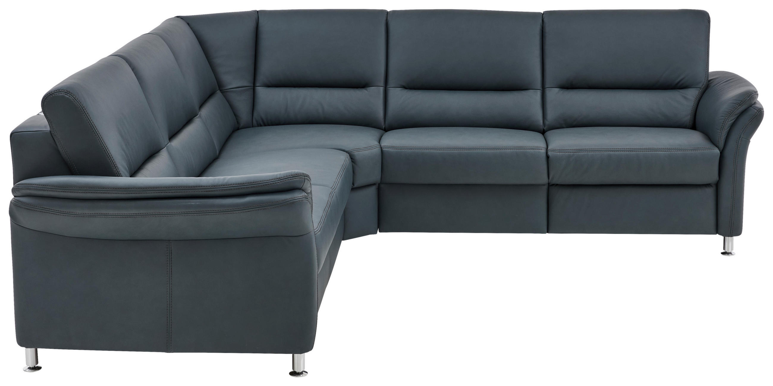 ECKSOFA Beldomo Premium Blaugrau Echtleder  - Blaugrau/Alufarben, KONVENTIONELL, Leder/Metall (262/262cm) - Beldomo Premium