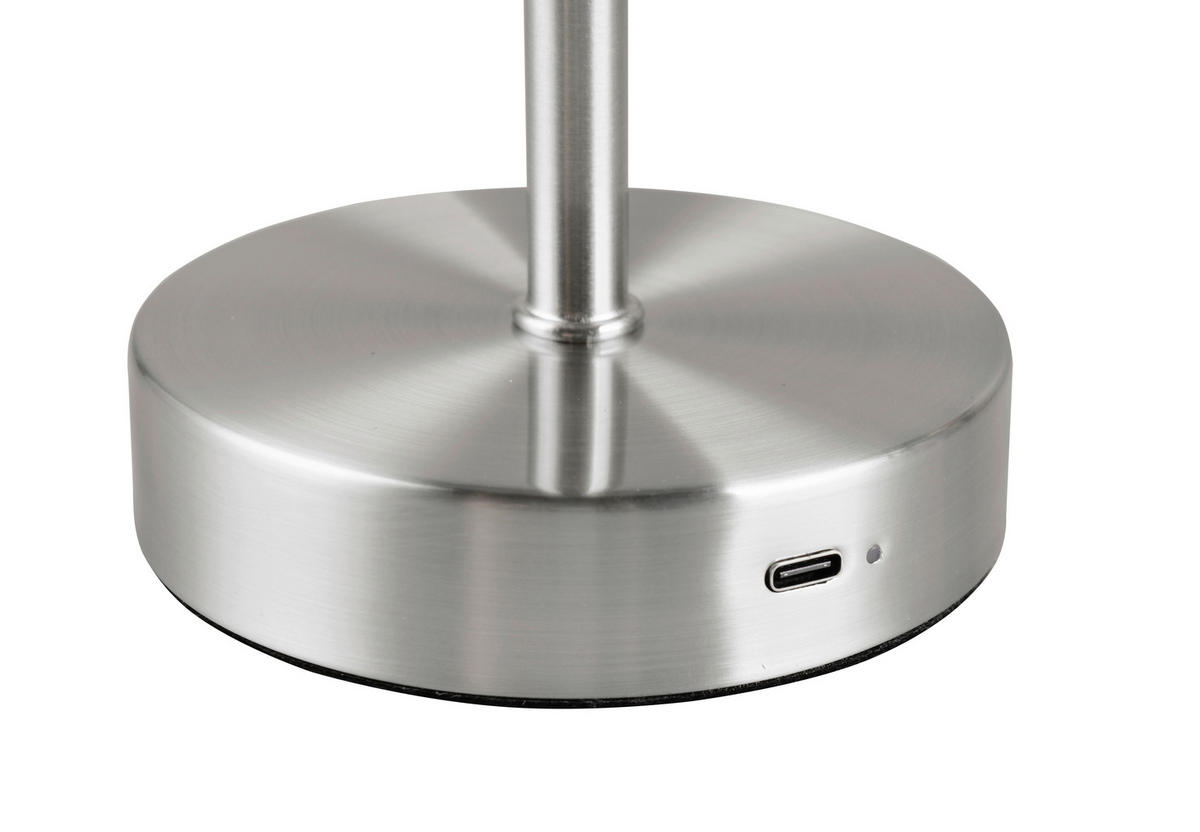 AKKU-TISCHLEUCHTE Jeff 12,6/30 cm  - Nickelfarben, KONVENTIONELL, Metall (12,6/30cm)