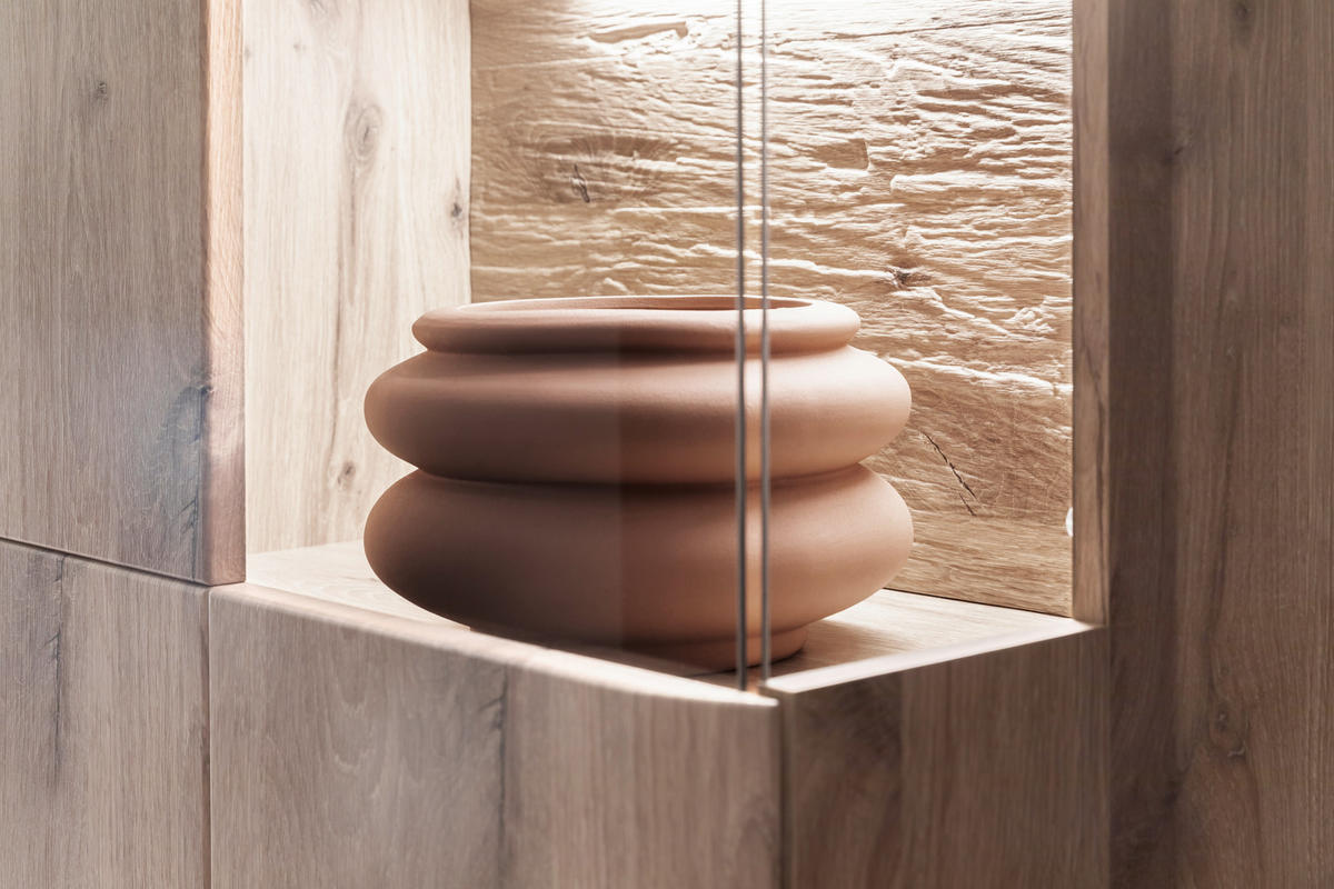 VITRINE in Eichefarben  - Eichefarben/Anthrazit, Design, Glas/Holzwerkstoff (60/199/37cm) - MID.YOU