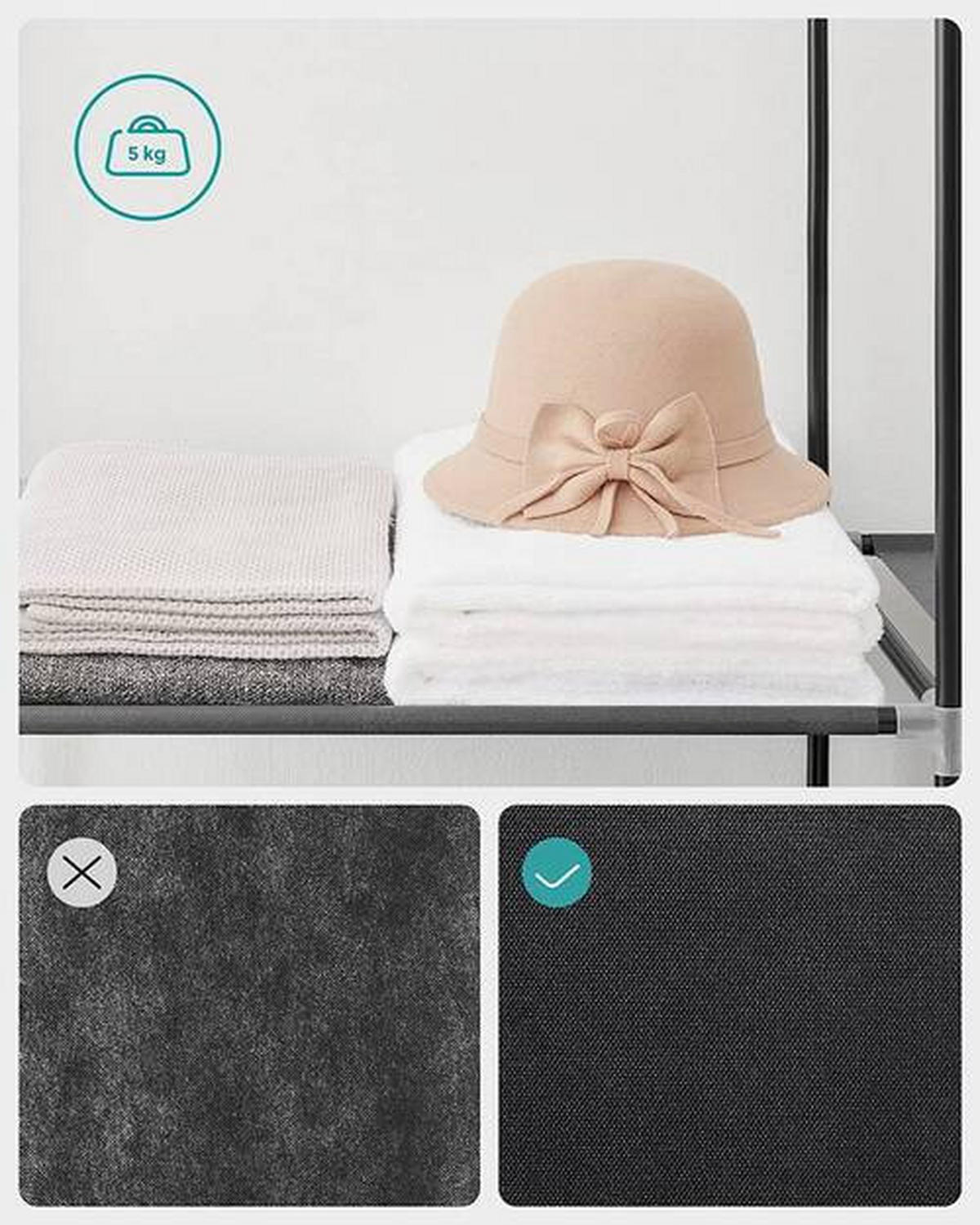STOFFSCHRANK Grau  - Grau, Trend, Kunststoff/Textil (127/176/45cm) - Boxxx