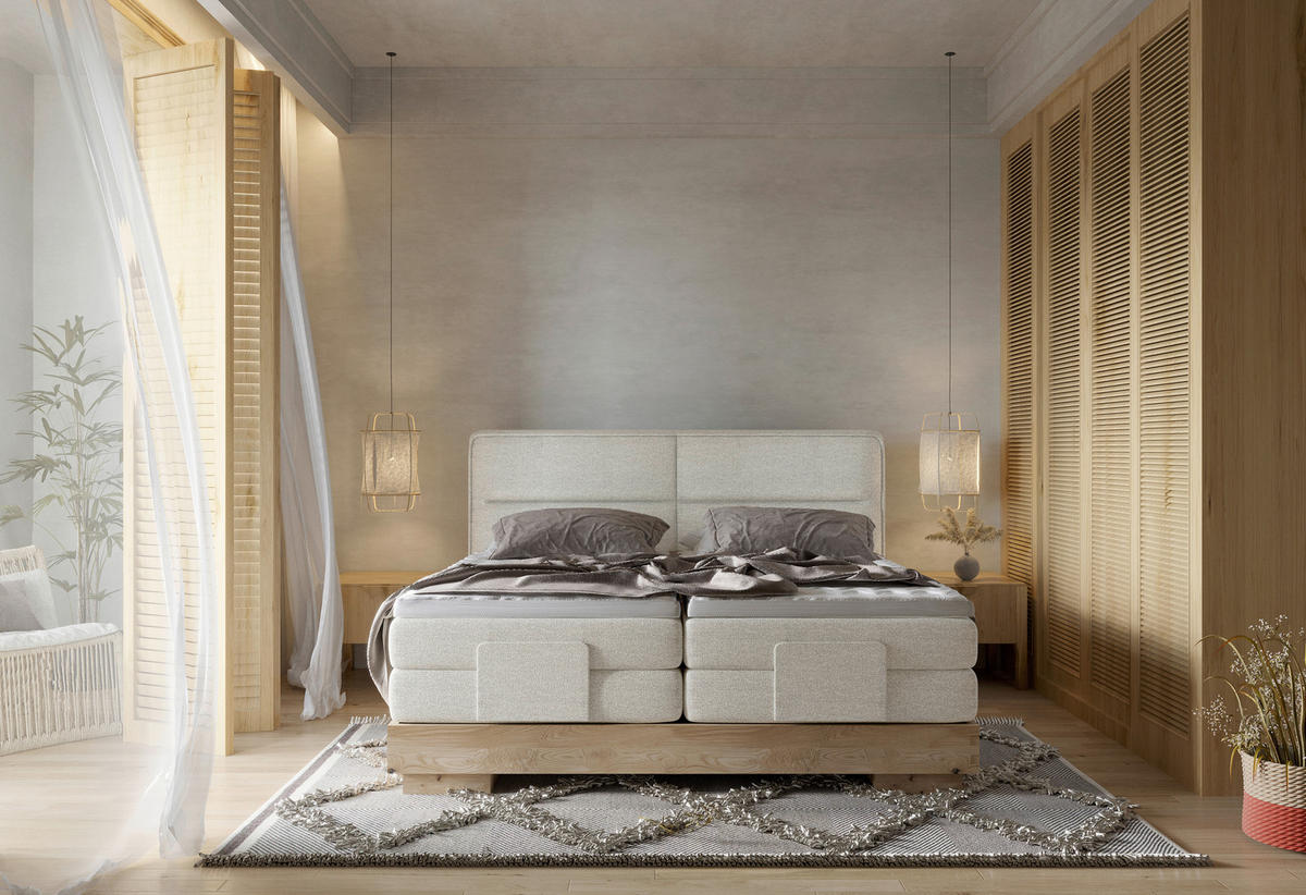 BOXSPRINGBETT 180/200 cm  in Eichefarben, Beige  - Eichefarben/Beige, Natur, Holz/Holzwerkstoff (180/200cm) - Valnatura