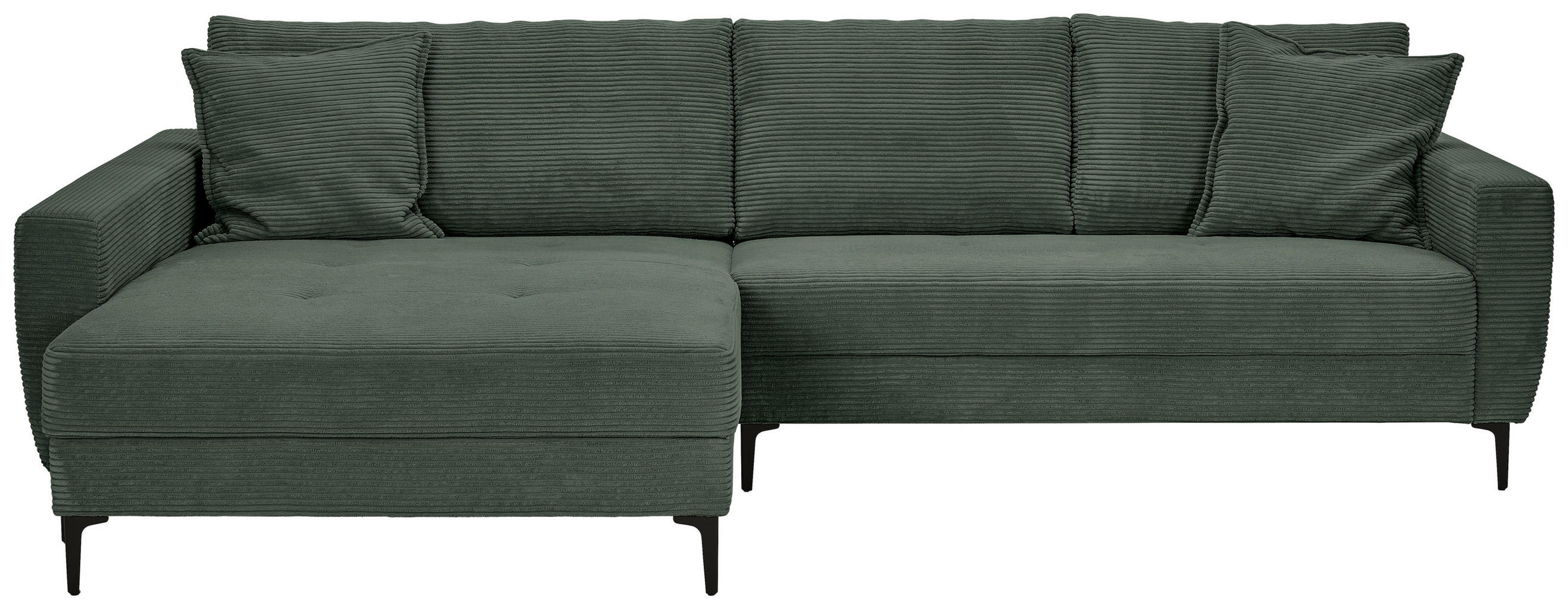 ECKSOFA Waldgrün Cord  - Waldgrün/Schwarz, Design, Textil/Metall (174/283cm) - Xora