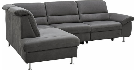 ECKSOFA Anthrazit Mikrofaser  - Anthrazit/Silberfarben, KONVENTIONELL, Textil/Metall (200/275cm) - Cantus