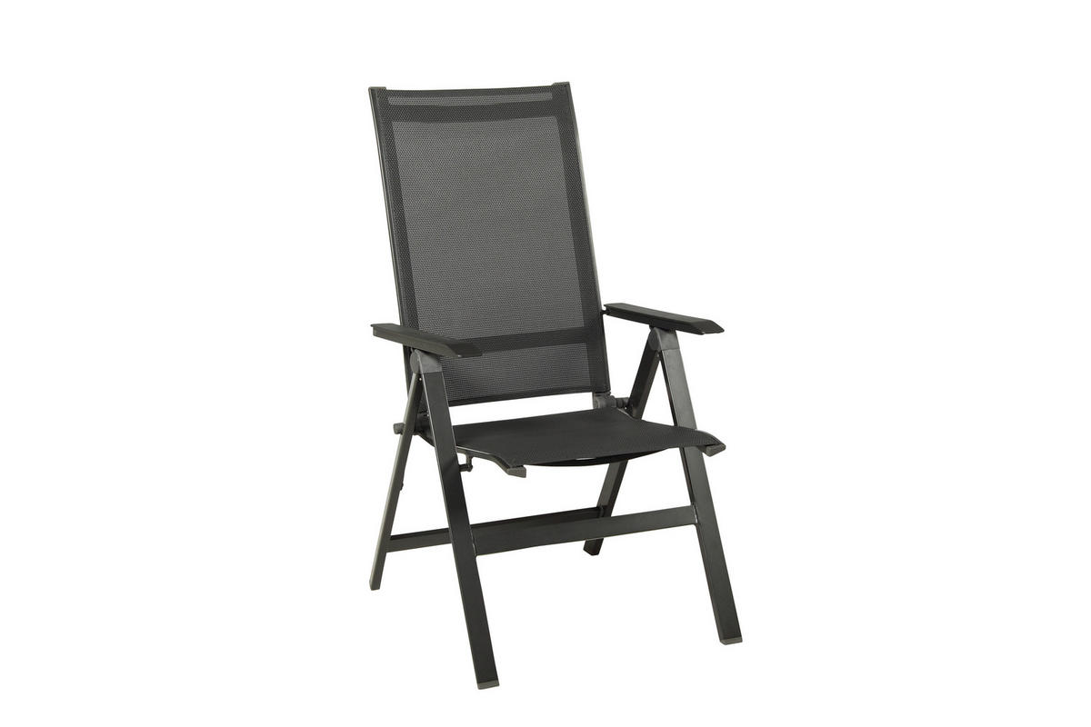 GARTENSET beschichtet Aluminium  - Anthrazit/Schwarz, Basics, Textil/Metall (160+60/98/74cm) - Acamp