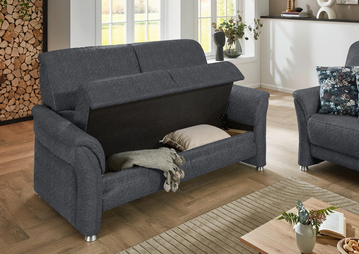 2,5-SITZER Flachgewebe Anthrazit  - Anthrazit/Alufarben, Konventionell, Textil/Metall (172/96/93cm) - Beldomo Premium