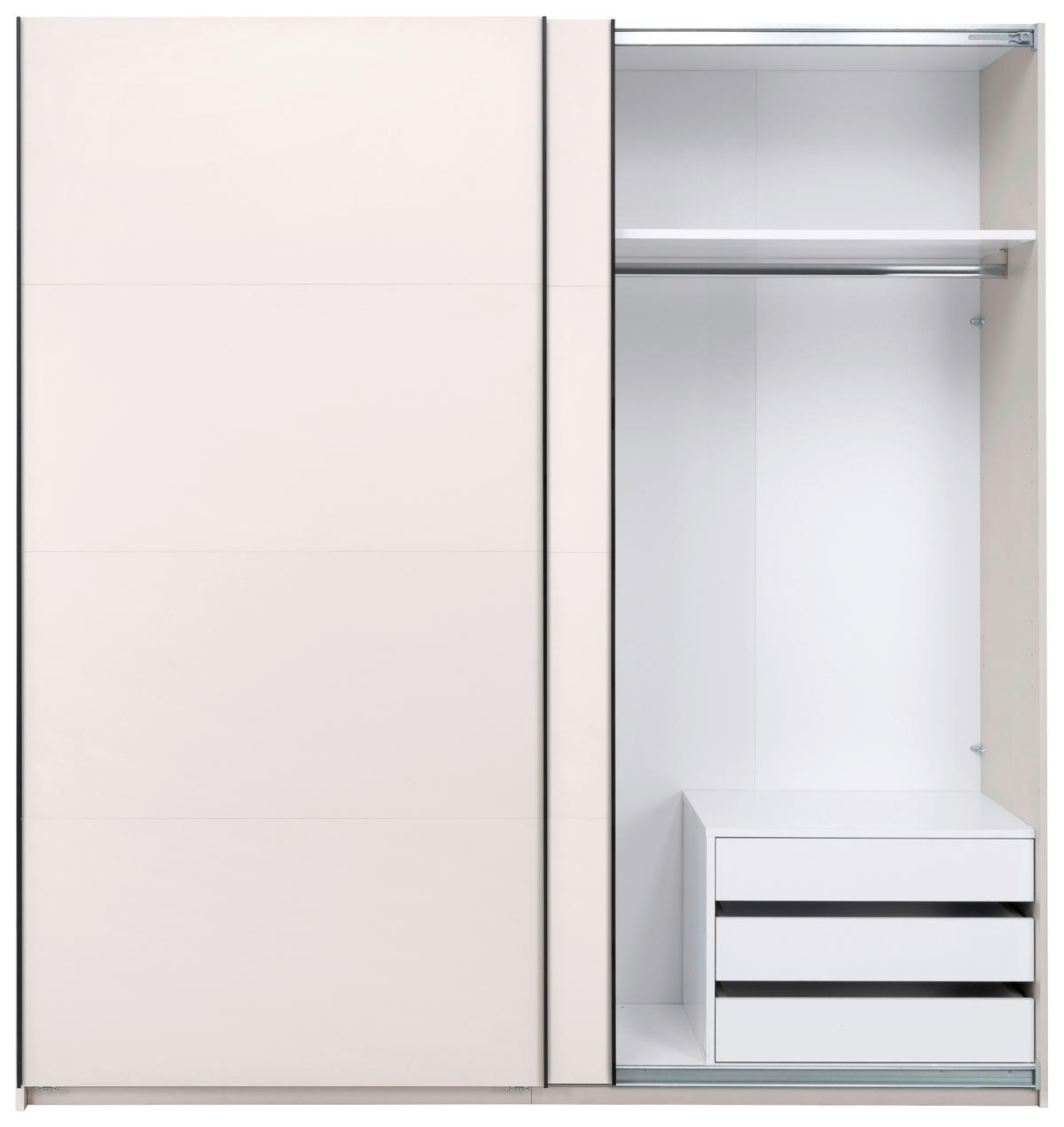 SCHIEBETÜRENSCHRANK 200/211,5/61,5 cm 2-türig Kaschmir  - Kaschmir/Schwarz, MODERN, Holzwerkstoff/Metall (200/211,5/61,5cm) - MID.YOU