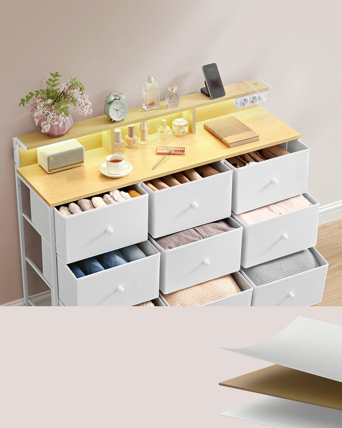 KOMMODE  in 114/84/33,5 cm  - Ecru/Weiß, Basics, Holzwerkstoff/Kunststoff (114/84/33,5cm)