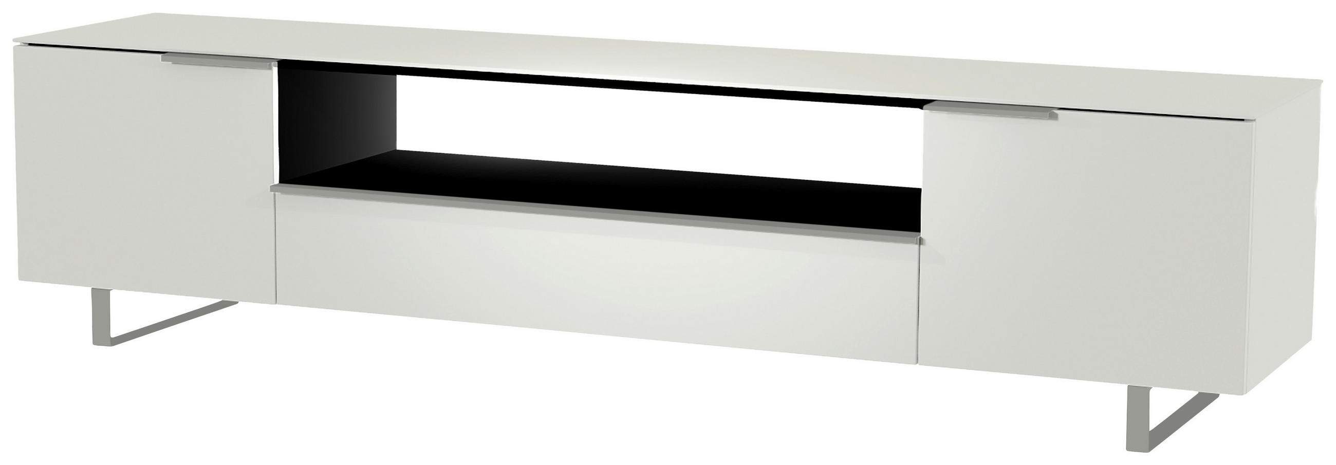 LOWBOARD Weiss, Alufarben  210/51/45 cm  - Weiss/Alufarben, Design, Glas/Holzwerkstoff (210/51/45cm) - Moderano