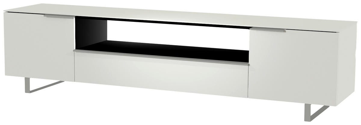 LOWBOARD Weiss, Alufarben  210/51/45 cm  - Weiss/Alufarben, Design, Glas/Holzwerkstoff (210/51/45cm) - Moderano