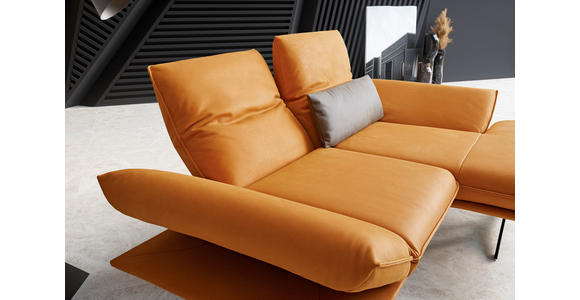 ECKSOFA in Echtleder Currygelb  - Currygelb/Schwarz, Design, Leder/Metall (210/130cm) - Dieter Knoll