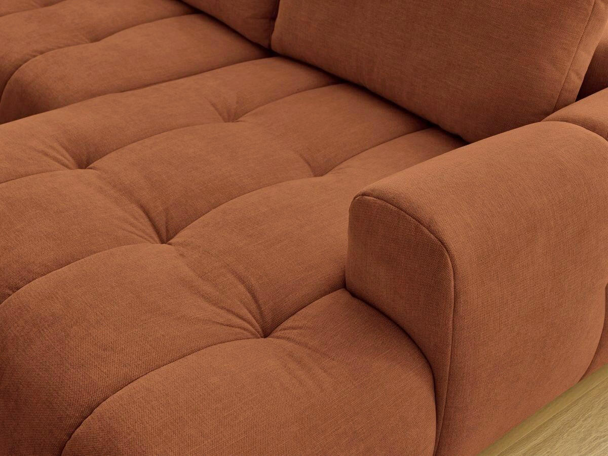 WOHNLANDSCHAFT  FUJI  Orange Leinenoptik  - Schwarz/Orange, MODERN, Kunststoff/Textil (204/377/160cm)