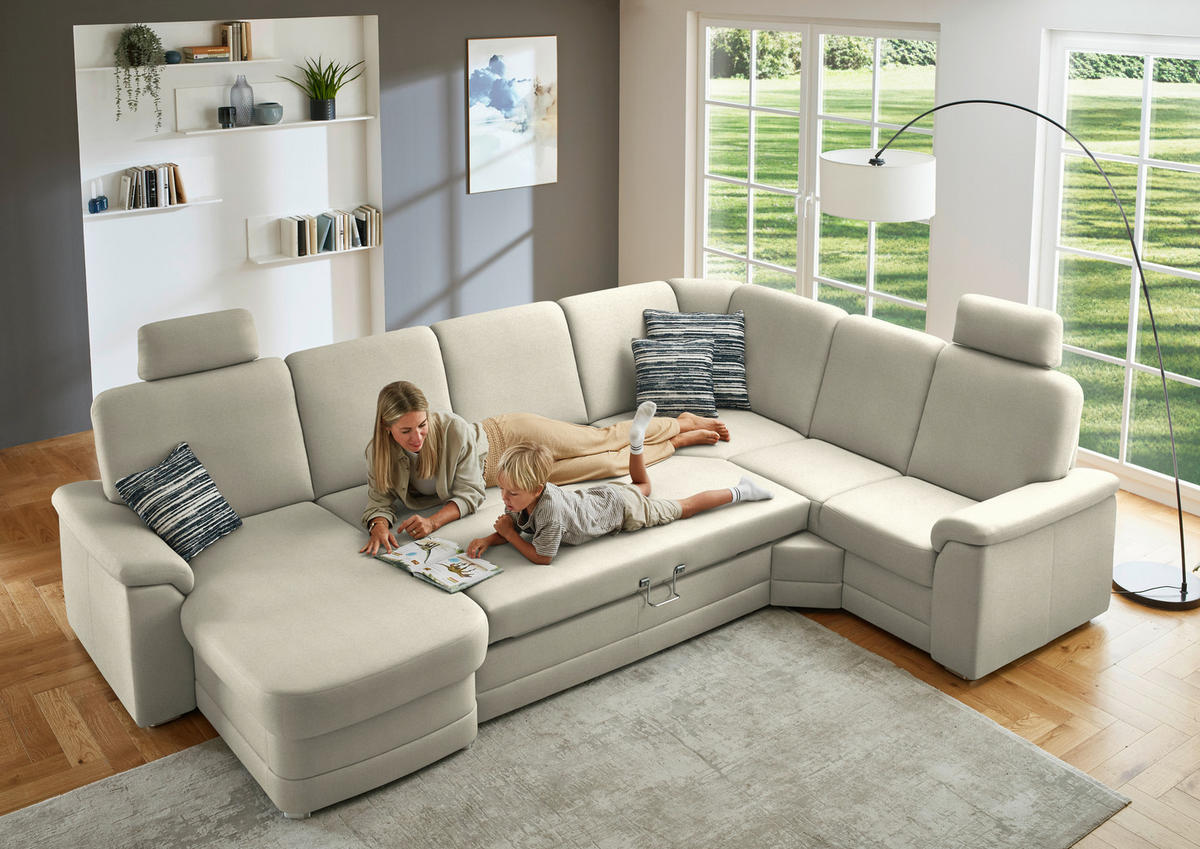 WOHNLANDSCHAFT  in Chenille Silberfarben  - Silberfarben/Alufarben, KONVENTIONELL, Holz/Textil (160/329/235cm) - Beldomo Comfort