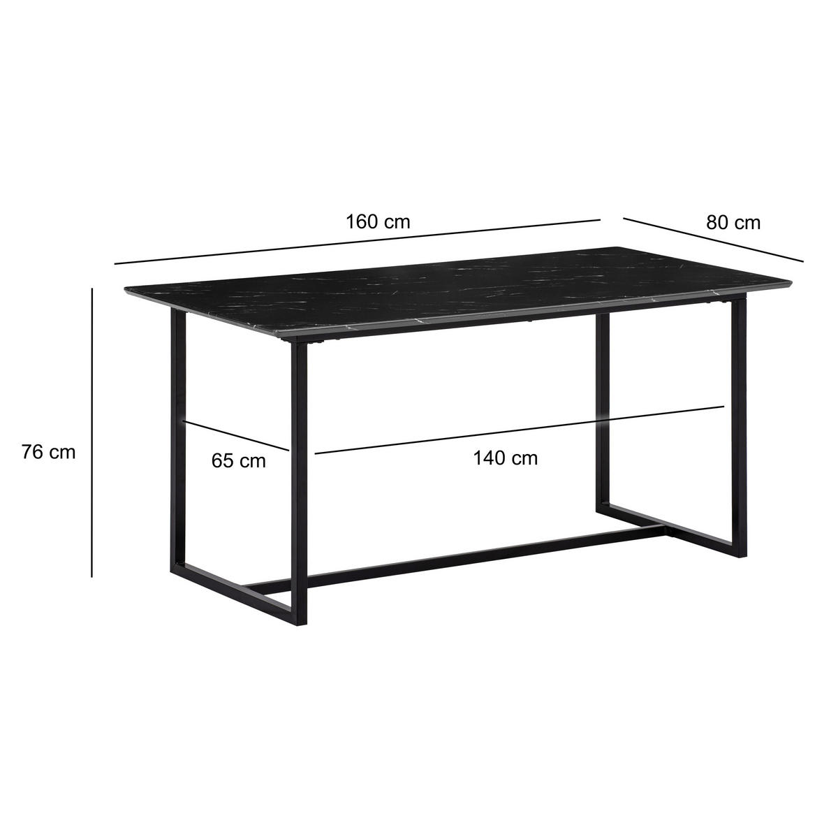 ESSTISCH rechteckig Schwarz  - Schwarz, Design, Holzwerkstoff/Metall (160/80/76cm) - MID.YOU