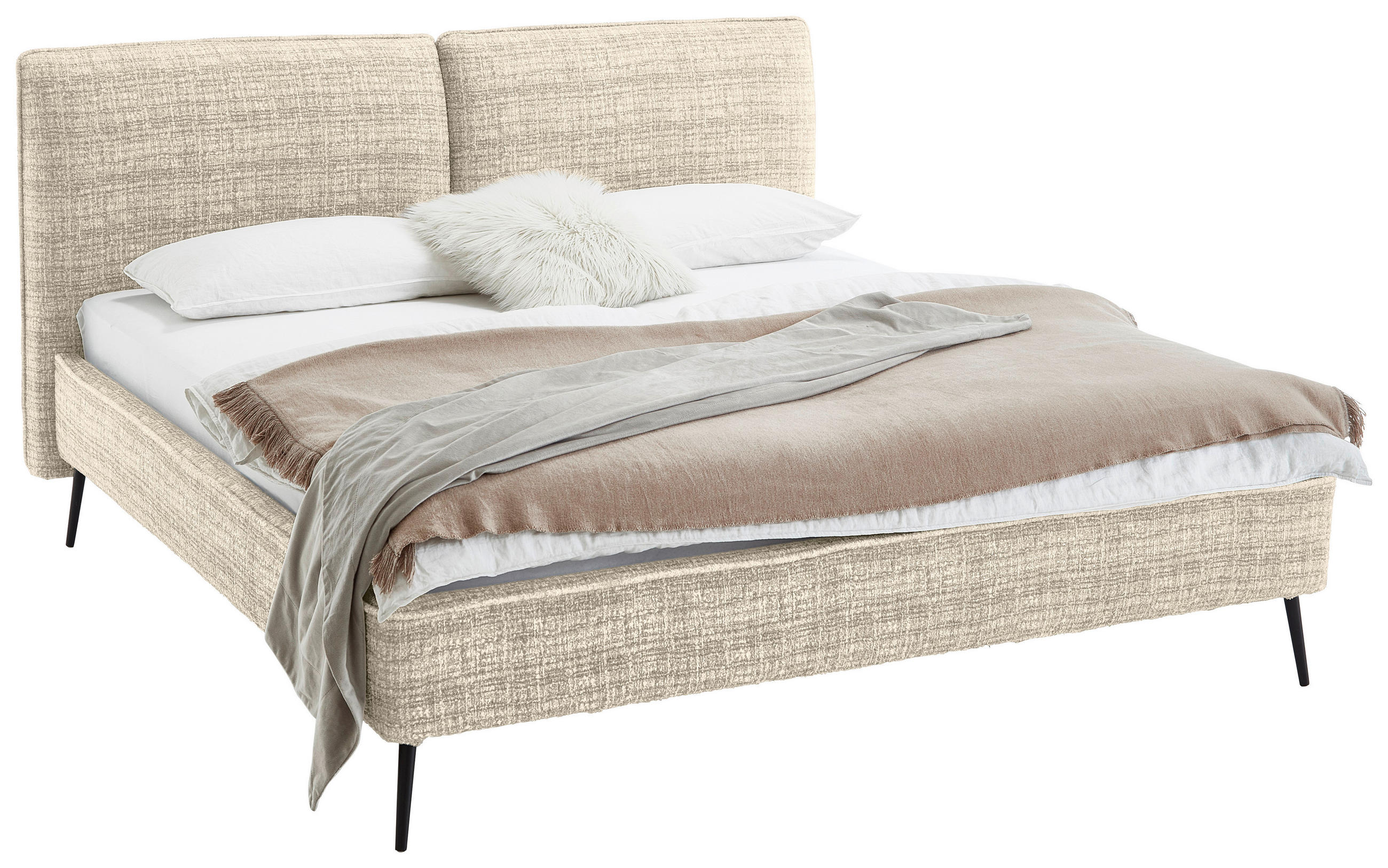 POLSTERBETT 180/200 cm  in Beige  - Beige/Schwarz, MODERN, Textil/Metall (180/200cm) - Livetastic