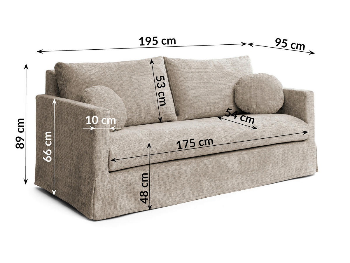 3-SITZER-BEZUG - Beige, Design, Textil (195/89/95cm) - P & B