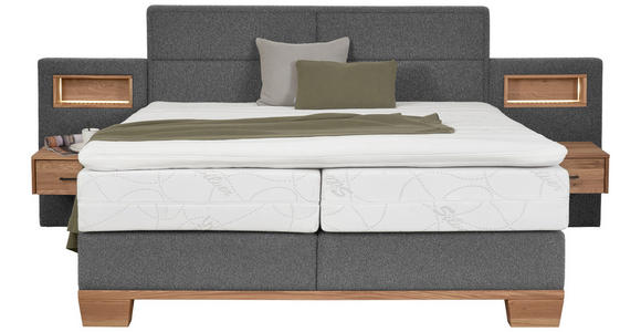BOXSPRINGBETT 160/200 cm  in Eichefarben, Grau  - Eichefarben/Grau, Natur, Holz/Textil (160/200cm) - Valnatura