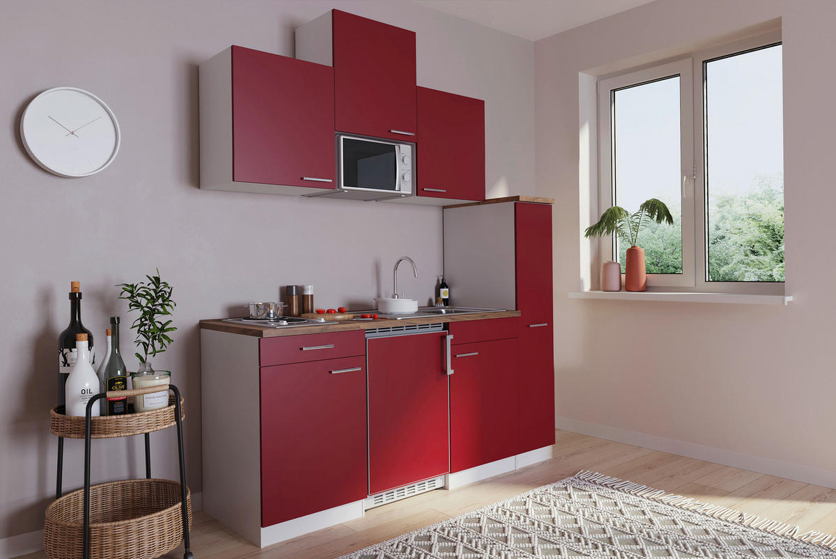 KÜCHENBLOCK 180 cm   in Rot  - Weiss/Rot, Basics, Holzwerkstoff/Kunststoff (180cm) - Respekta