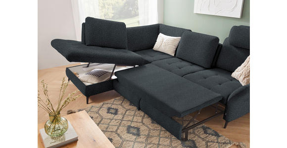 ECKSOFA in Struktur Anthrazit  - Anthrazit/Schwarz, Natur, Textil/Metall (233/288cm) - Valnatura