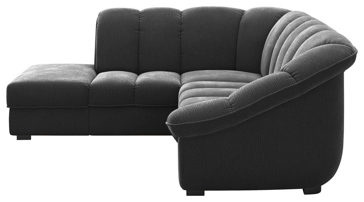 ECKSOFA Schwarz Chenille Bettkasten, Schlaffunktion, Rücken echt  - Schwarz, KONVENTIONELL, Kunststoff/Textil (222/260cm) - Welnova