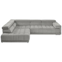 ECKSOFA in Mikrofaser Silberfarben, Hellgrau  222/326 cm  - Chromfarben/Silberfarben, Design, Textil/Metall (222/326cm) - Beldomo Speed