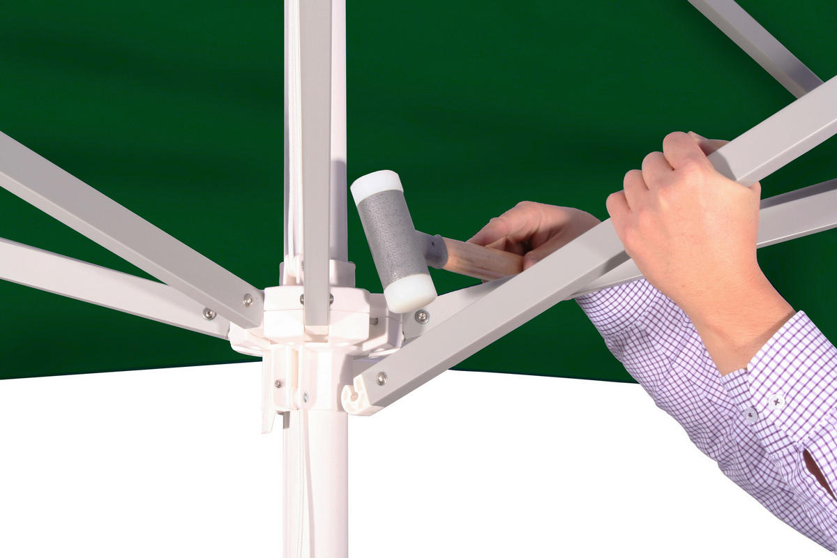 SLUNEČNÍK  - barvy stříbra/tmavě zelená, Basics, kov/textil (300/275/300cm) - Schneider