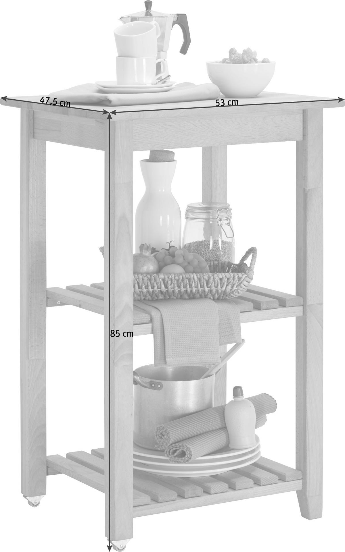 SERVIERWAGEN Buche massiv Buchefarben  - Buchefarben, Trend, Holz/Kunststoff (53/85/46cm) - Carryhome