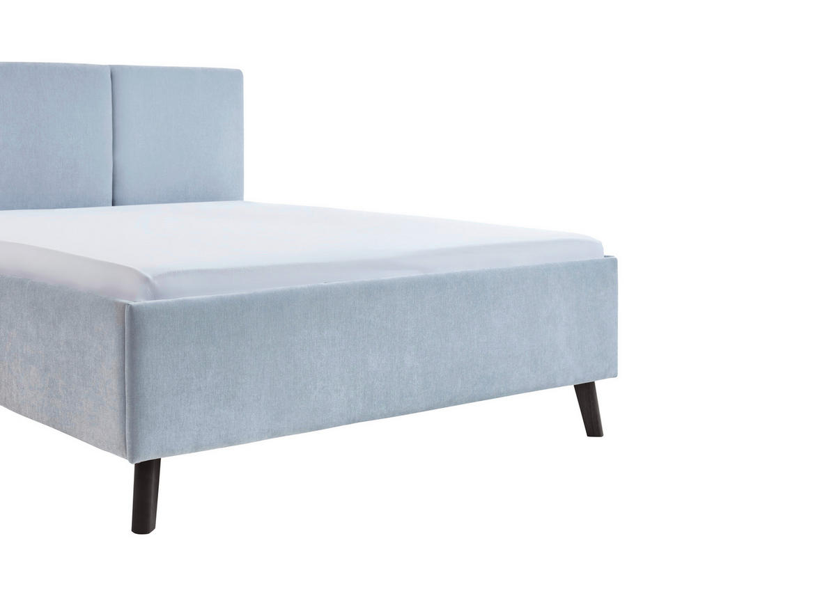 POLSTERBETT 140/200 cm  in Hellblau  - Schwarz/Hellblau, Basics, Holz/Textil (140/200cm) - Boxxx