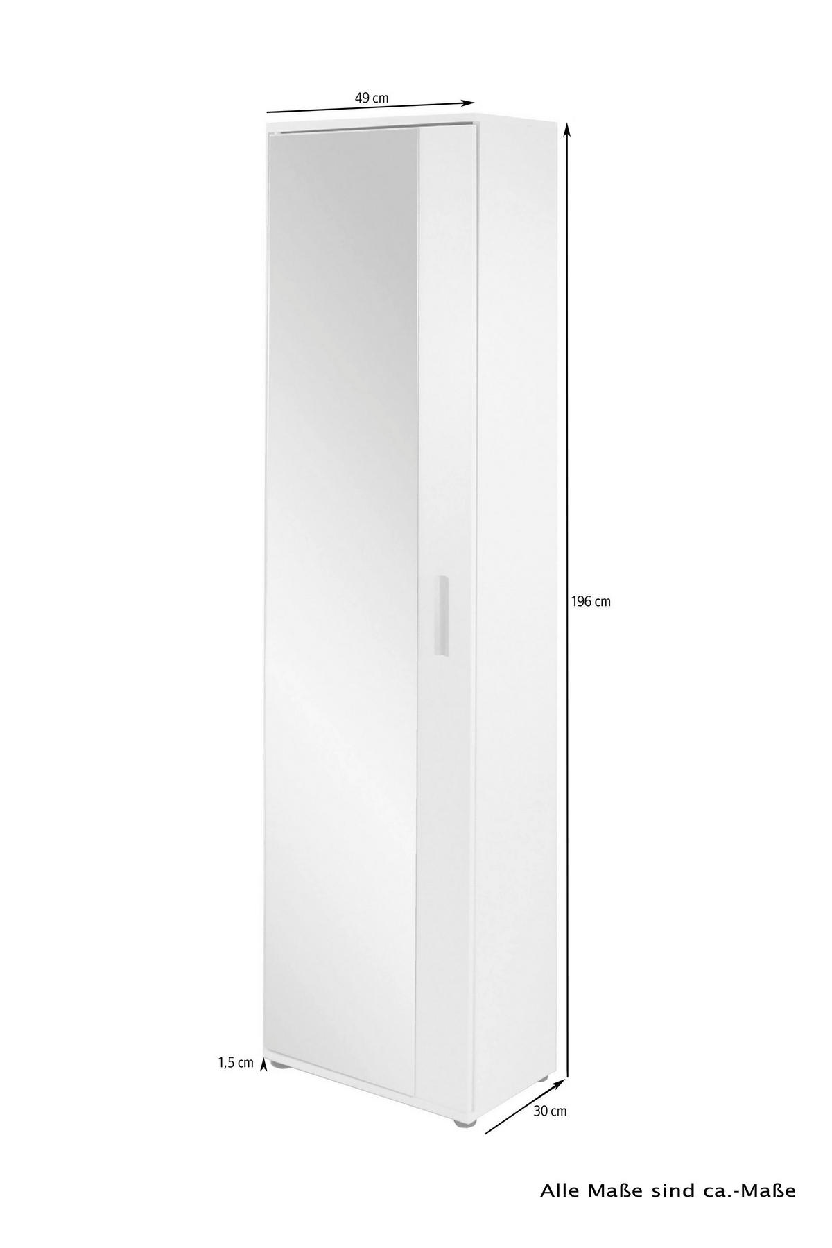 GARDEROBENSCHRANK Jakob  in 49/196/30 cm  - Silberfarben/Weiß, MODERN, Holzwerkstoff/Kunststoff (49/196/30cm) - MID.YOU