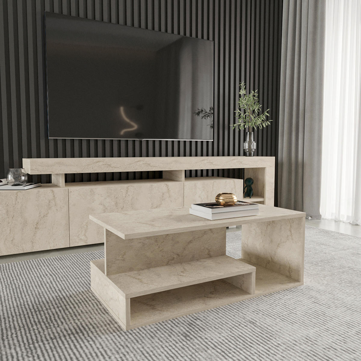 COUCHTISCH Vera Couchtisch 90/45/35 cm Beige  - Beige, Design, Holzwerkstoff (90/45/35cm) - Livetastic