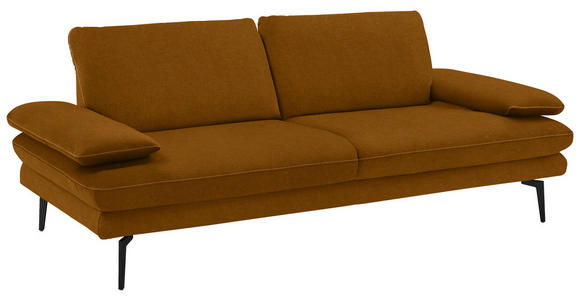 3-SITZER-SOFA in Velours Cognac - Cognac/Beige, Design, Textil/Metall (222/89/104cm) - Dieter Knoll