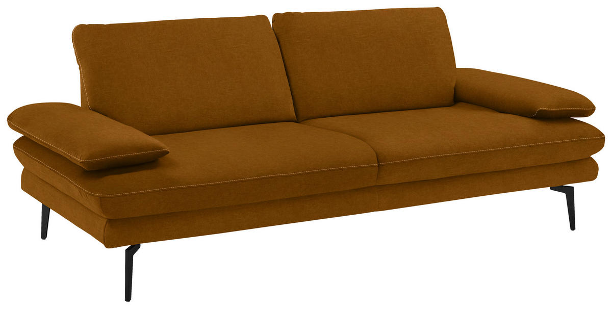 3-SITZER-SOFA in Velours Cognac  - Cognac/Beige, Design, Textil/Metall (222/89/104cm) - Dieter Knoll