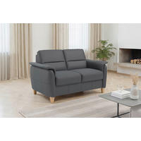 2-SITZER-SOFA PALMERA E Schwarz Echtleder  - Eichefarben/Schwarz, Basics, Leder/Holz (149/89/89cm) - Sit & More