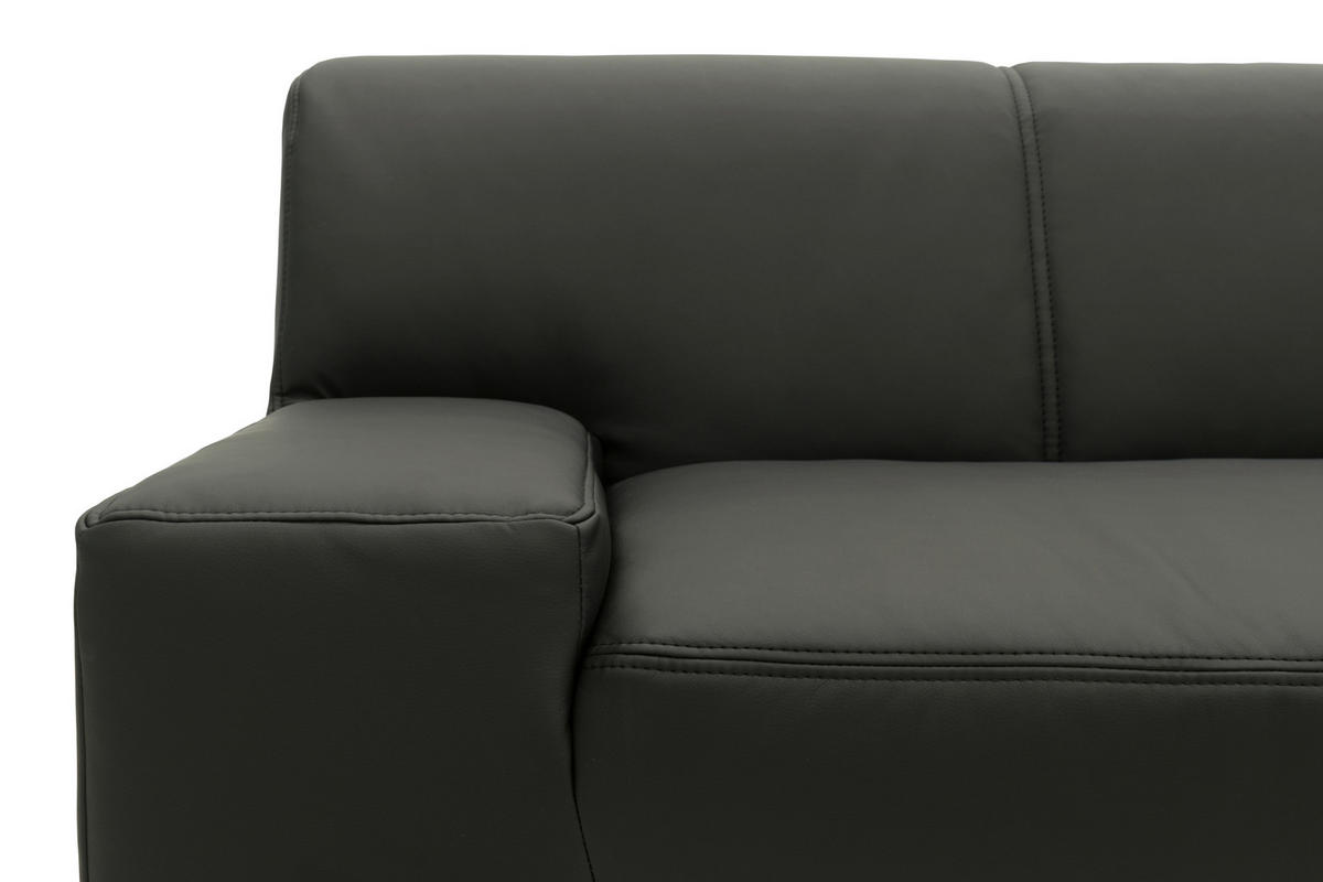 ECKSOFA in Lederlook Schwarz  268/153 cm  - Wengefarben/Schwarz, Design, Holz/Textil (268/153cm) - MID.YOU