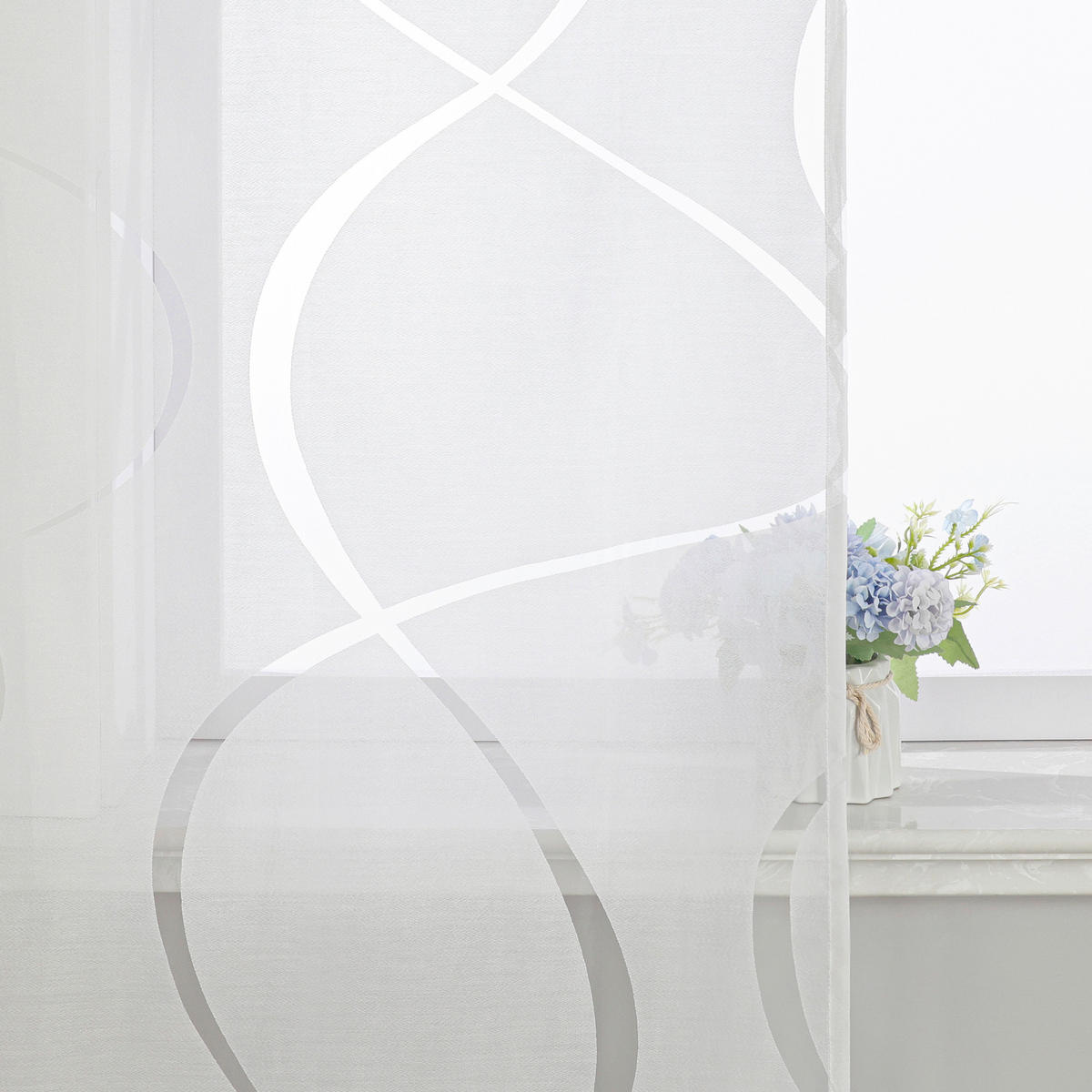 FLÄCHENVORHANG   transparent   57/175 cm  - Weiß Hochglanz, Basics, Textil (57/175cm) - Joyswahl