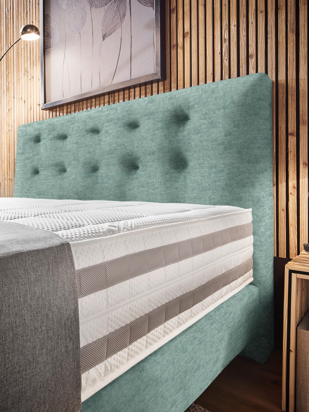 BOXSPRINGBETT 160/200 cm  in Türkis  - Türkis, KONVENTIONELL, Holz/Textil (160/200cm) - Dieter Knoll
