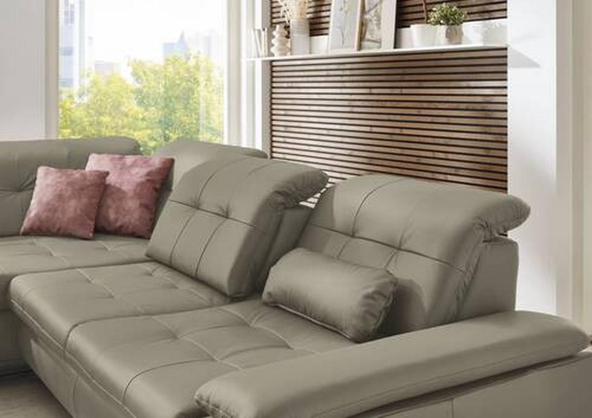 ECKSOFA in Echtleder Hellgrau  211/309 cm  - Hellgrau, Basics, Leder/Metall (211/309cm) - Beldomo Speed