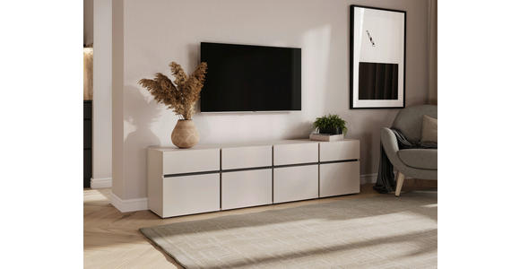 LOWBOARD  200/52,8/40 cm 4 Schublade(n) stehend, in verschiedenen Holzdekoren erhältlich  - Kaschmir/Schwarz, Design, Holzwerkstoff (200/52,8/40cm) - Xora