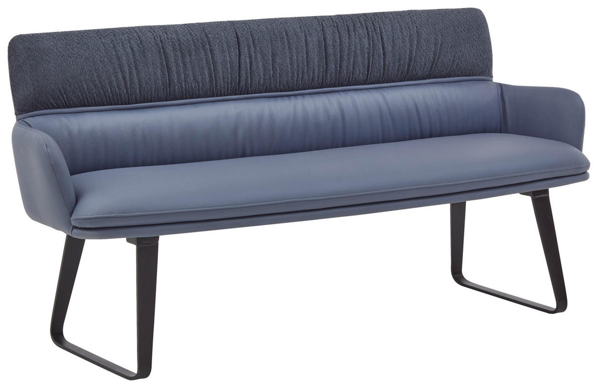 SITZBANK 180/86/68 cm  in Hellgrau  - Hellgrau/Schwarz, Design, Textil/Metall (180/86/68cm) - Valdera