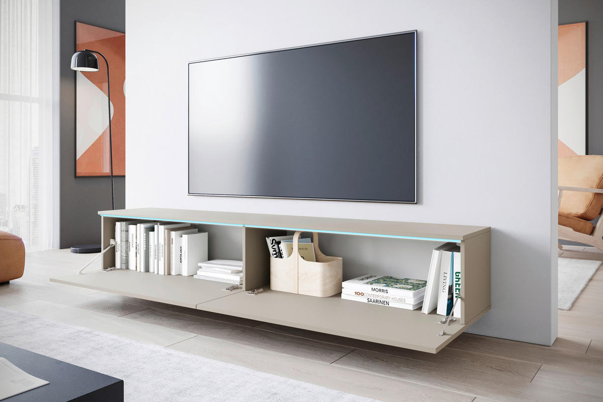 LOWBOARD D180  in  - Kaschmir/Beige, Trend, Holzwerkstoff/Kunststoff (180/30/33cm) - MID.YOU
