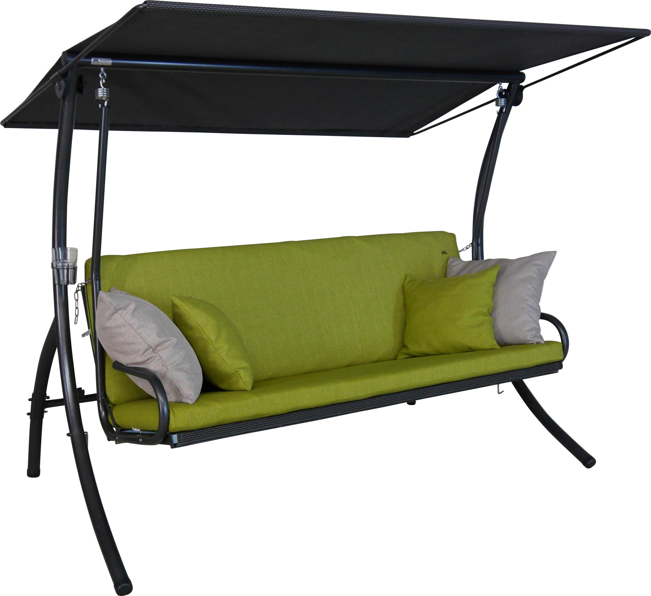 HOLLYWOODSCHAUKEL 210/160/145 cm  - Dunkelgrau/Limette, Basics, Textil/Metall (210/160/145cm) - Boxxx