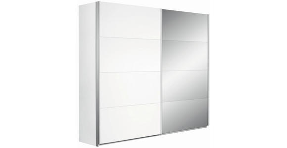 SCHWEBETÜRENSCHRANK 226/210/62 cm 2-türig Weiß  - Alufarben/Weiß, Design, Glas/Holzwerkstoff (226/210/62cm) - Carryhome