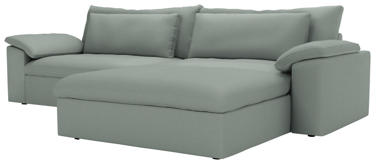 ECKSOFA  Chenille Hellgrau  - Hellgrau/Schwarz, Modern, Kunststoff/Textil (306/198cm) - Carryhome