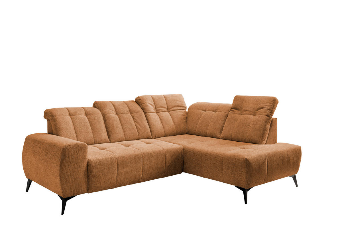 ECKSOFA in Chenille Currygelb  - Currygelb/Schwarz, Modern, Textil/Metall (261/200cm) - Livetastic
