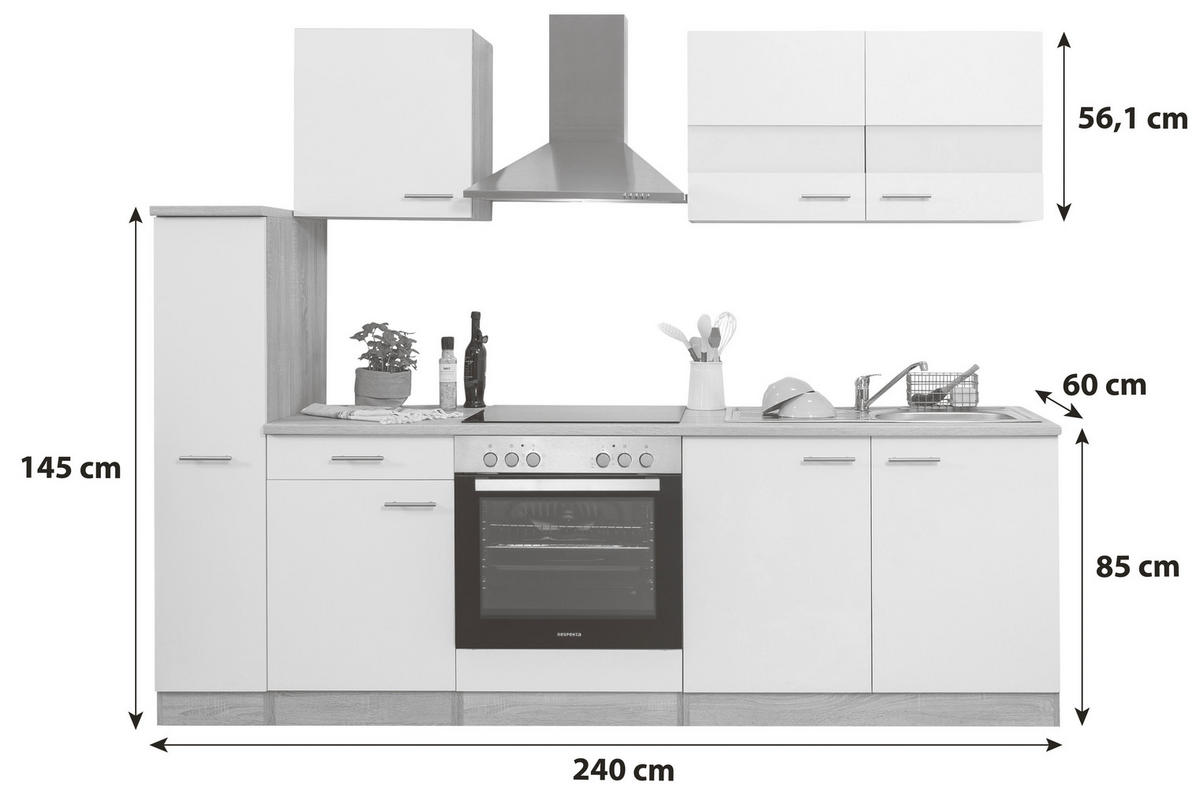 KUHINJSKI BLOK - barve nerjavečega jekla/siva, Basics, kovina/leseni material (240cm) - Respekta