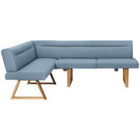ECKBANK in Holz, Textil Eichefarben, Hellblau  - Eichefarben/Hellblau, Konventionell, Holz/Textil (170/230cm) - Moderano