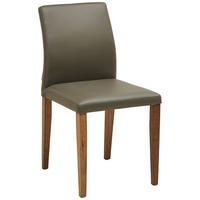 STUHL Echtleder Anthrazit  - Anthrazit/Walnussfarben, MODERN, Leder (47,5/87/57,5cm) - Livetastic