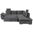 ECKSOFA  in Mikrovelours Grau  - Schwarz/Grau, KONVENTIONELL, Kunststoff/Textil (265/217cm) - Carryhome