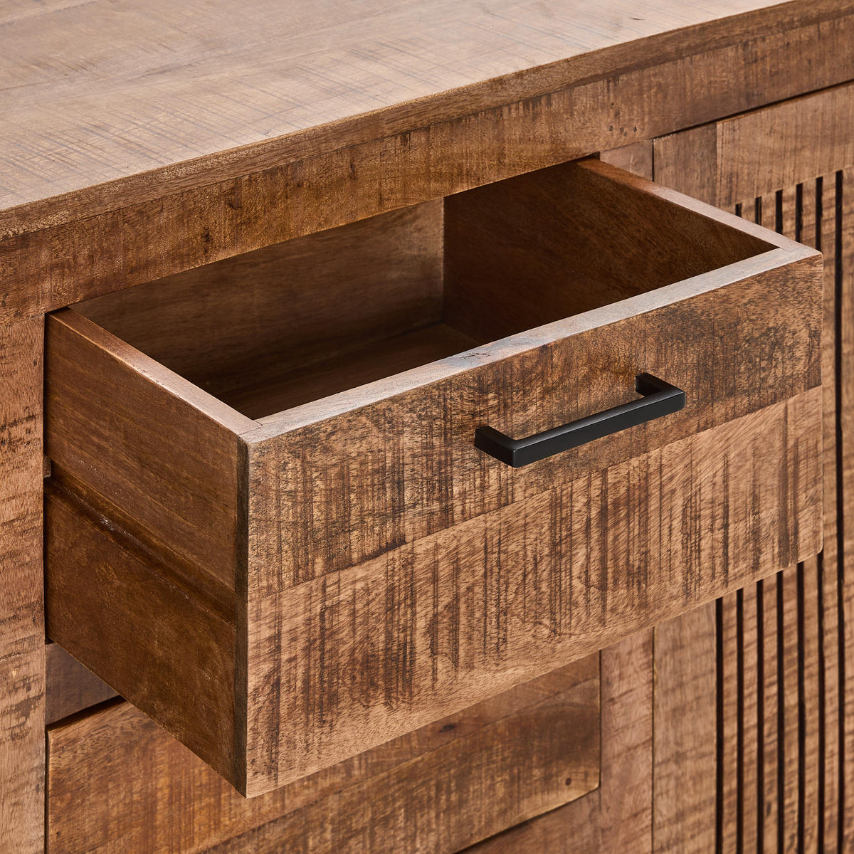 SIDEBOARD  in 175/80/40 cm  - Schwarz/Naturfarben, LIFESTYLE, Glas/Holz (175/80/40cm) - Landscape