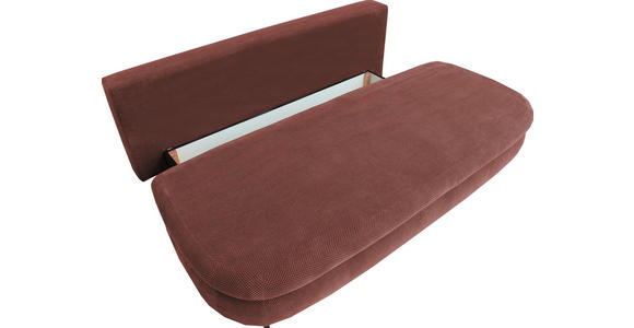 SCHLAFSOFA Simon Plüsch, Webstoff Terracotta  inkl. Rücken echt, Schlaffunktion, Bettkasten, Rückenkissen  - Terracotta/Schwarz, Design, Textil (213/89/105cm) - Novel